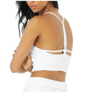 Alo Yoga Alosoft Ribbed Crop Calm Tank White Size Medium.
